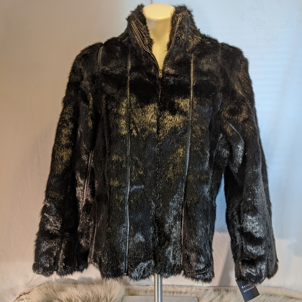 Tally Ho Vegan Leather & Fur Black Jacket